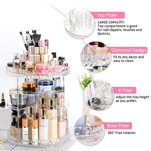 cosmetic organizer diamond 360 rotation