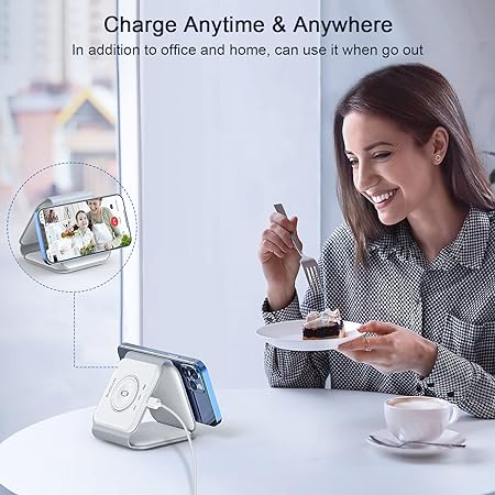 Wireless Charger 3 in 1 – Magnetic and Foldable Wireless Charging Stand Compatible with iPhones / Android