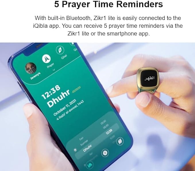 Waterproof Smart Tasbih Zikr Ring, Prayer timing reminder