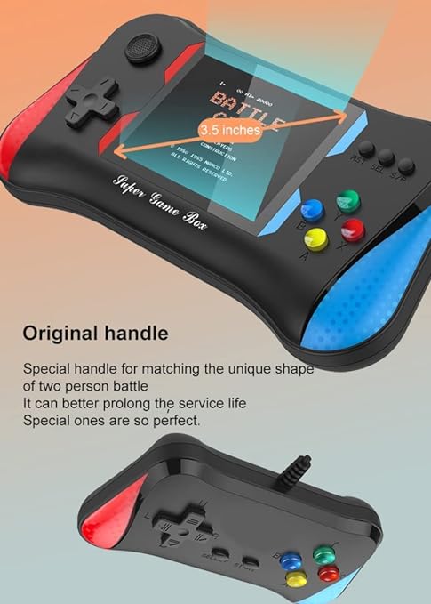 Handheld Game Console for Kids Adults, 3.5'' LCD Screen Retro Handheld Video Game Console, Preloaded 500 Classic Retro Video Games with Rechargeable Battery, Support 2 Players and TV Connection(A)