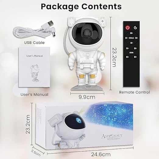 Galaxy Astronaut Star Projector, 360° Adjustable Design Baby Bedroom, Parties, and Game Rooms, USB Projector