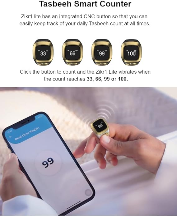 Waterproof Smart Tasbih Zikr Ring, Prayer timing reminder