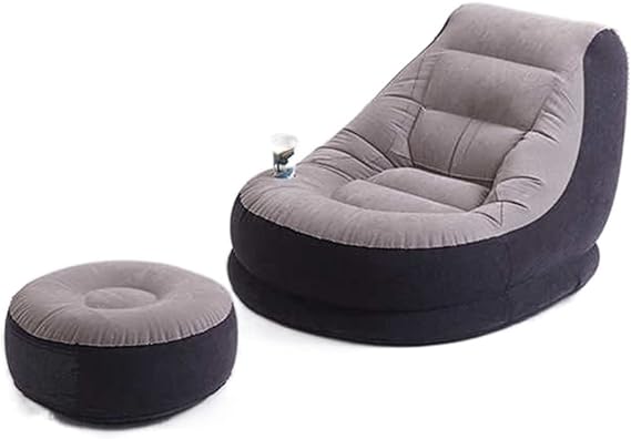 YOGISU Lazy Sofa Flocking Inflatable Lazy Sofa Bed Single Nap Recliner Bedroom Chair With Pedal