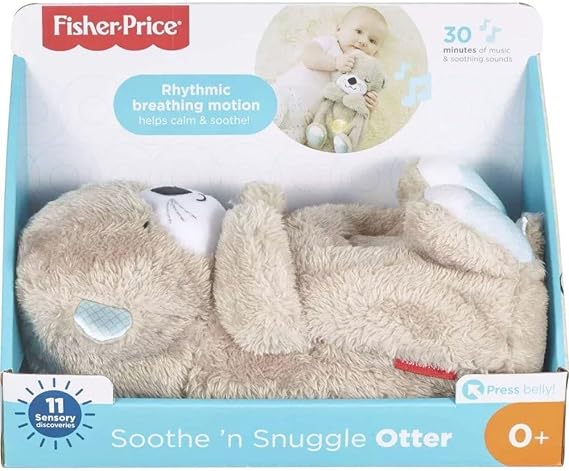 Breathing otter teddy Baby Sound Machine Soothe Details Music Lights & Rhythmic Breathing Motion (Light Brown)