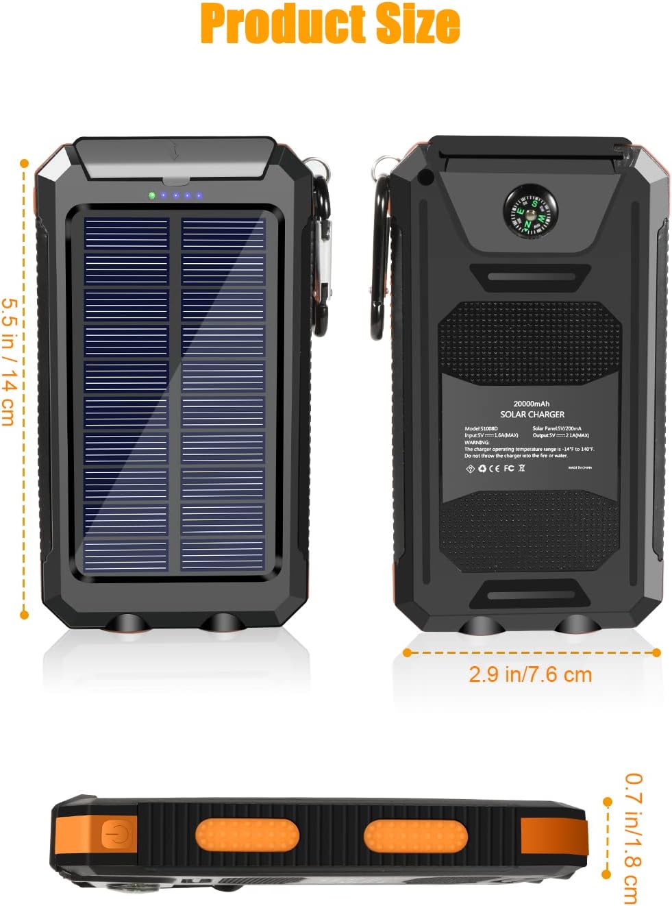 Solar Charger,20000mAh Solar Power Bank