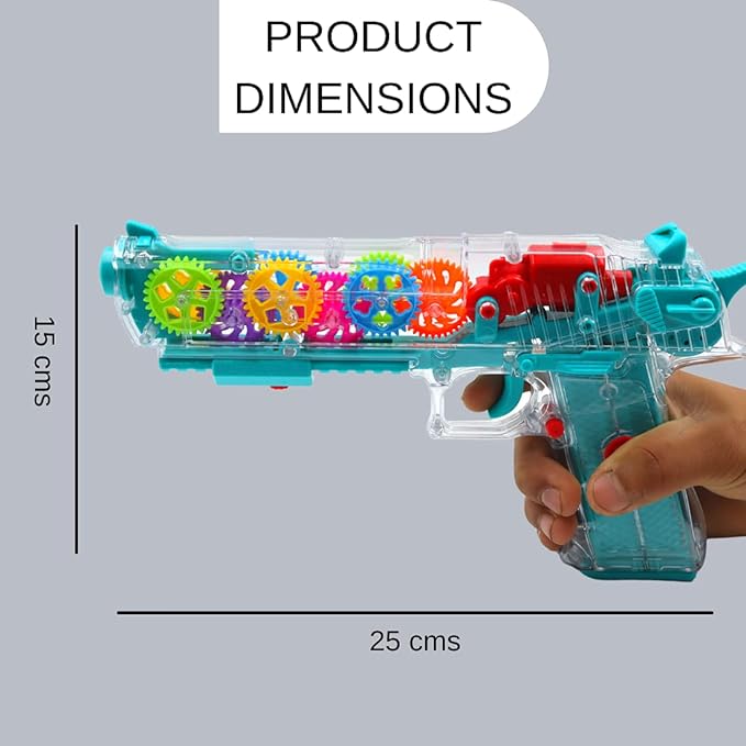 Transparent Gun Toy, Musical Blaster with Moving Gears