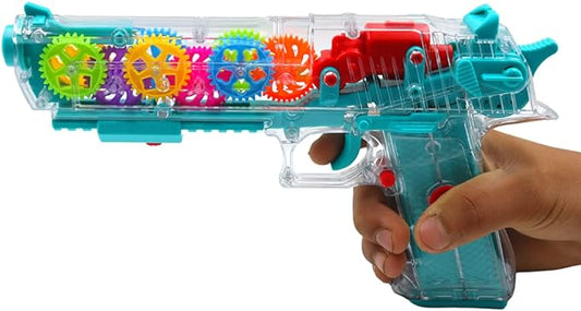 Transparent Gun Toy, Musical Blaster with Moving Gears