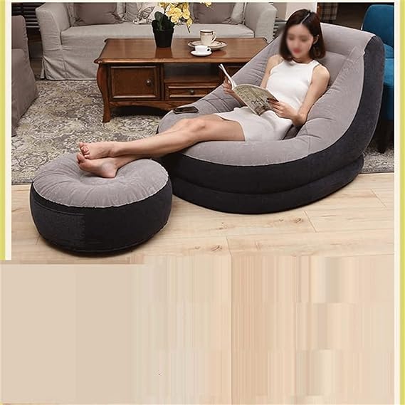 YOGISU Lazy Sofa Flocking Inflatable Lazy Sofa Bed Single Nap Recliner Bedroom Chair With Pedal