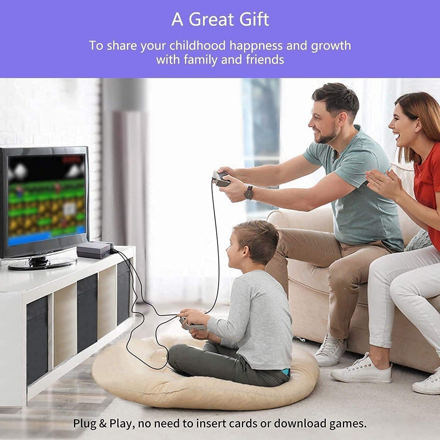 Mini Video Game Console Built-in 620 Games with 2 Classic Controllers for Kids Gift