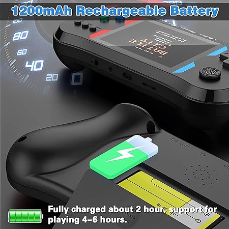 Handheld Game Console for Kids Adults, 3.5'' LCD Screen Retro Handheld Video Game Console, Preloaded 500 Classic Retro Video Games with Rechargeable Battery, Support 2 Players and TV Connection(A)