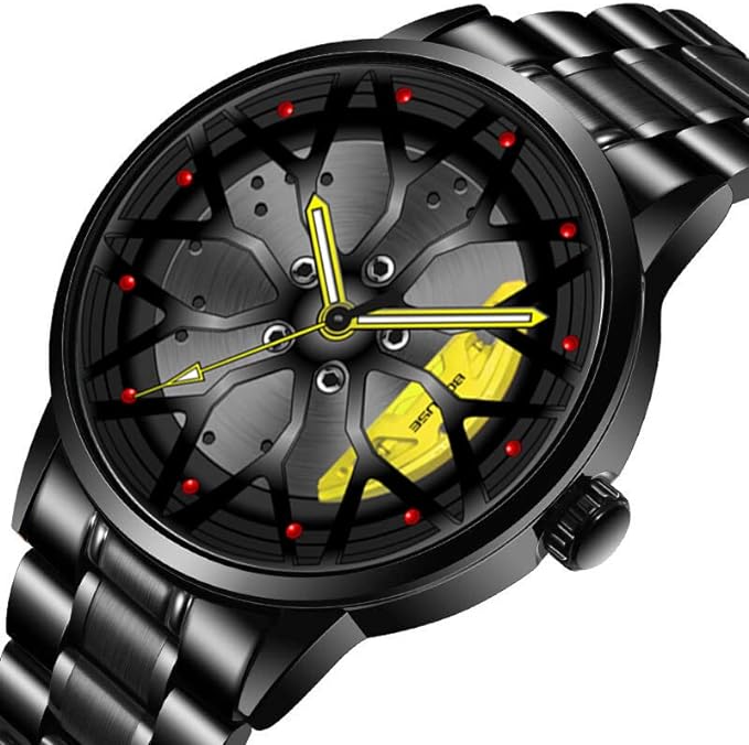 Quartz Watch Rim Watch Hub Watch Super Car Rim Watch Wheel Watch Waterproof Men Watch Male Watch Mens Wheel Wristwatch Clock