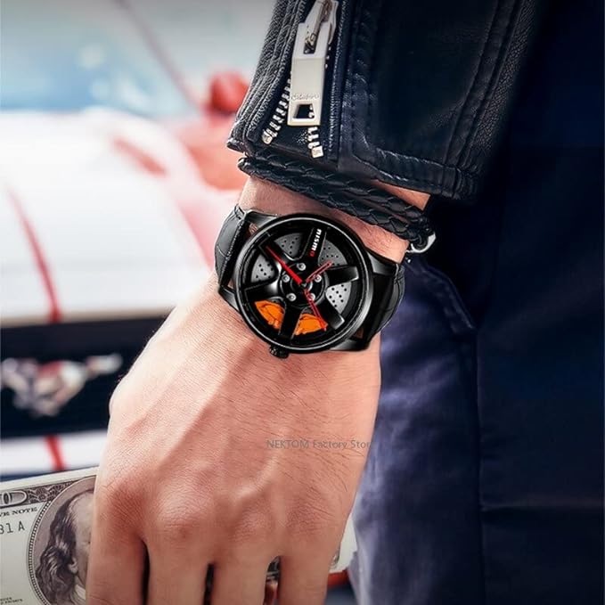 Quartz Watch Rim Watch Hub Watch Super Car Rim Watch Wheel Watch Waterproof Men Watch Male Watch Mens Wheel Wristwatch Clock