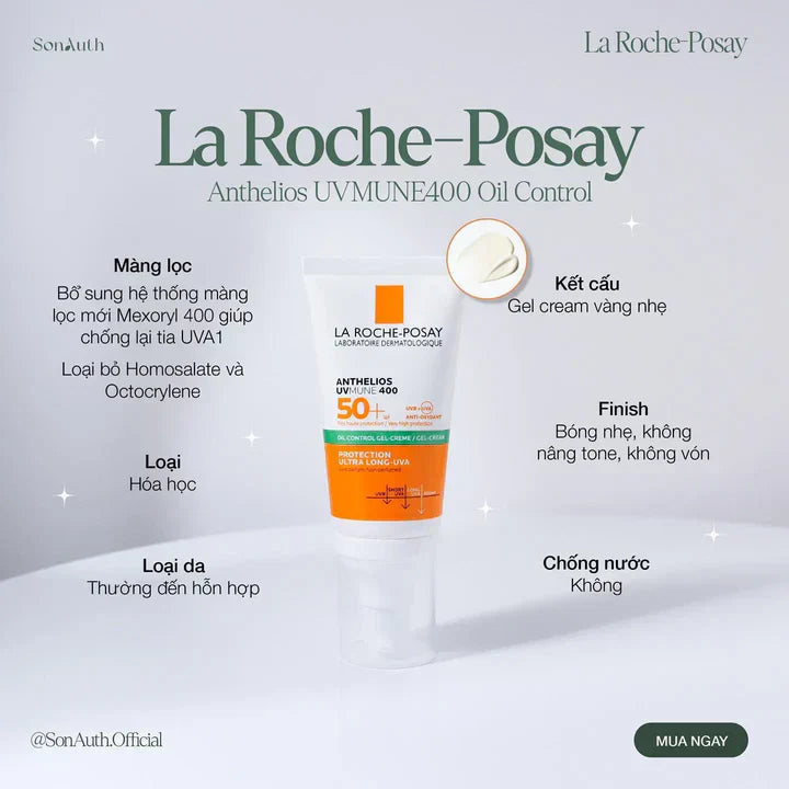 Laa Roche-Posay Anthelios Clear Skin Dry Sunscreen SPF 50+, Oil Free Anti Shine For Very High Protection, 50ml