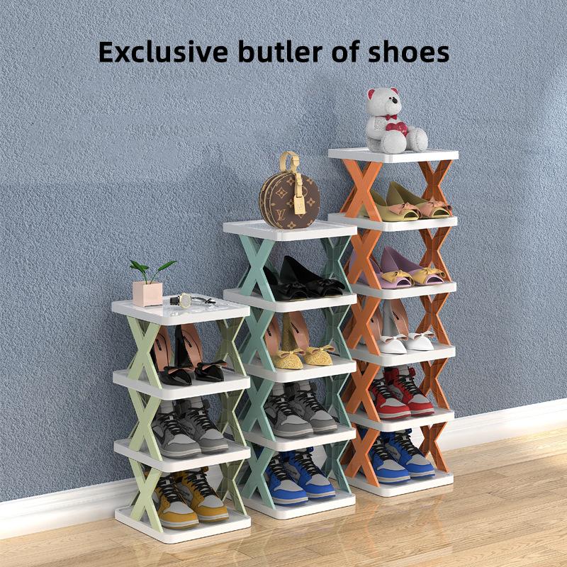 Simple Shoe Rack Folding Shoe Cabinet Storage Artifact Creative Multi-layer Home Door Bathroom Plastic Dormitory Simple Rack