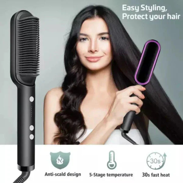 Hair Straightener Comb 2-in-1 Hair Straight & Curly Styling Tool - MN-8833